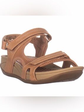 BareTraps Tan Carmel Dinah Velcro Comfort Sandals Round Cushion Footbed Toe 8